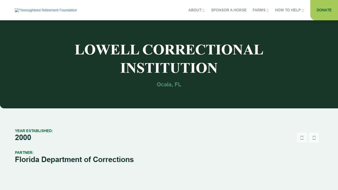 Lowell Correctional Institution - Thoroughbred Retirement Foundation